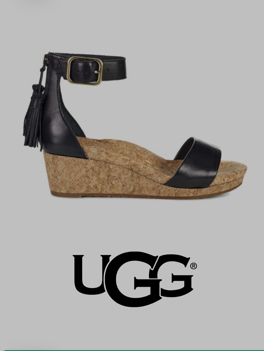 UGG Women's Zoe Wedge Sandal
Black. Size 7.5.  NWOB